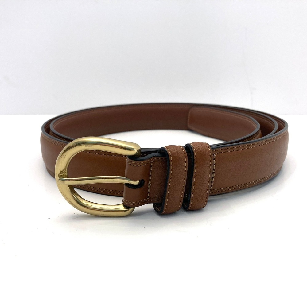 Brown Full Grain Cowhide Leather Belt Brass Buckle Mens‎ 50 1-1/8" Wide